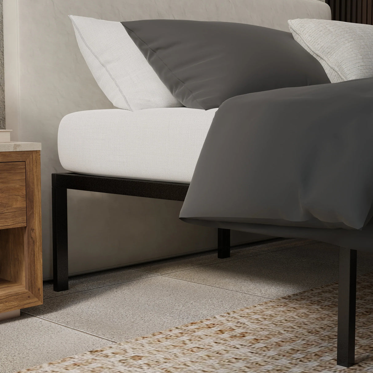 Heavy-Duty Modern Steel King Platform Bed Frame - Omega Lifestyles