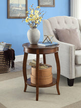 Walnut Finish Round Leg Accent Table With Shelf - Omega Lifestyles