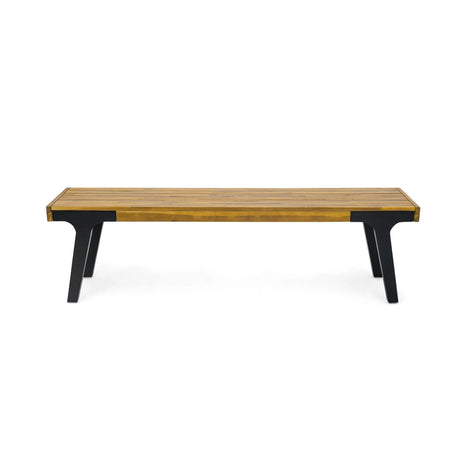Modern Acacia Wood Dining Bench Set of 2 - Omega Lifestyles