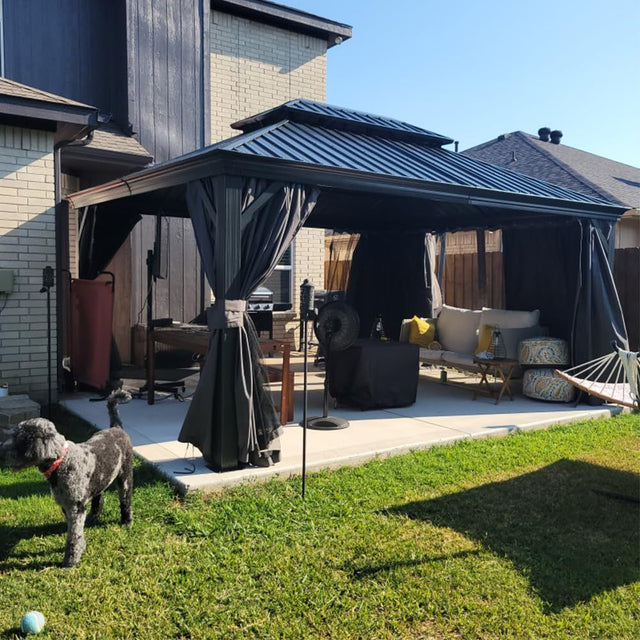 12x16 Hardtop Metal Gazebo With Double Roof Canopy