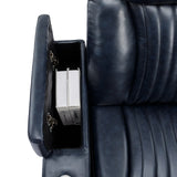 Power Swivel Blue PU Leather Recliner Chair With Tray Table - Omega Lifestyles