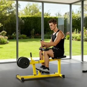Ergonomic Seated Calf Raise Machine Steel Yellow - Omega Lifestyles