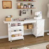 Foldable Adjustable Sewing Machine Table With Storage Cabinet - Omega Lifestyles
