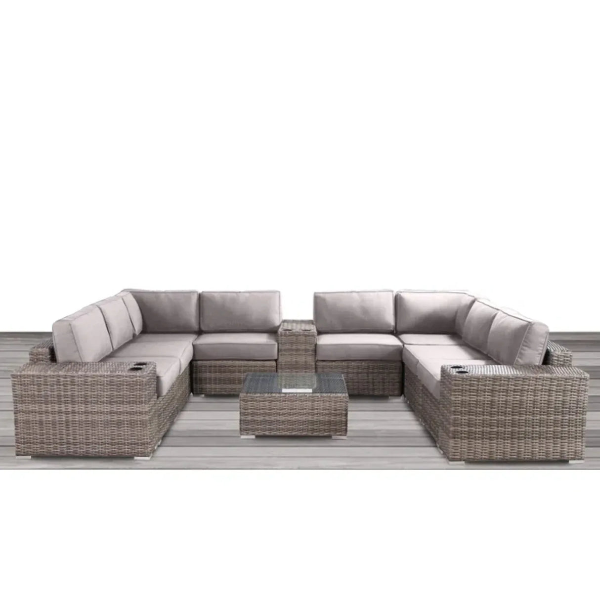 12-Piece Fully Assembled Outdoor Rattan Wicker Patio Seating Set - Omega Lifestyles