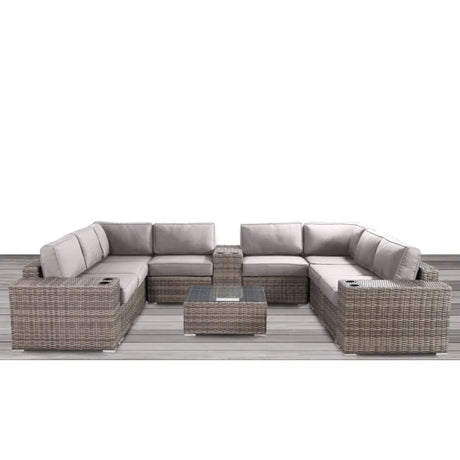 12-Piece Fully Assembled Outdoor Rattan Wicker Patio Seating Set - Omega Lifestyles