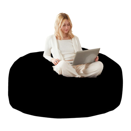 Memory Foam Black Flannel Bean Bag Chair - Omega Lifestyles