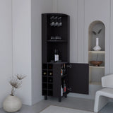 Modern Black MDF Corner Bar Cabinet With Wine Rack - Omega Lifestyles