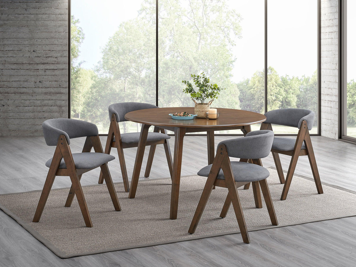 5-Piece Walnut Finish Synthetic Wood Dining Room Set - Omega Lifestyles