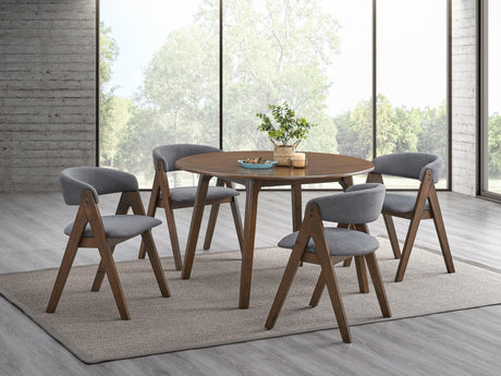 5-Piece Walnut Finish Synthetic Wood Dining Room Set - Omega Lifestyles