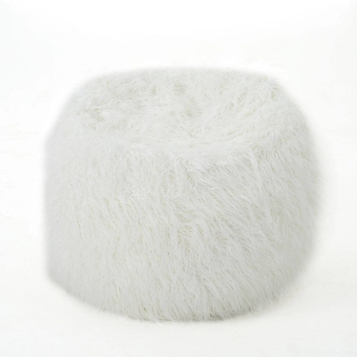 Cozy Rounded Faux Fur Foam Filled Bean Bag Chair - Omega Lifestyles