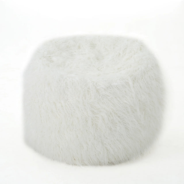 Cozy Rounded Faux Fur Foam Filled Bean Bag Chair - Omega Lifestyles