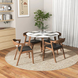 Solid Wood White Dining Table And 4 Walnut Chairs Set - Omega Lifestyles