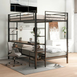 Full Over Twin Metal Bunk Bed With Desk Charging Station - Omega Lifestyles