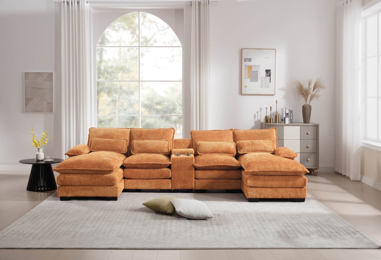 Modern U-Shaped Upholstered 6-Seat Sleeper Sofa - Omega Lifestyles