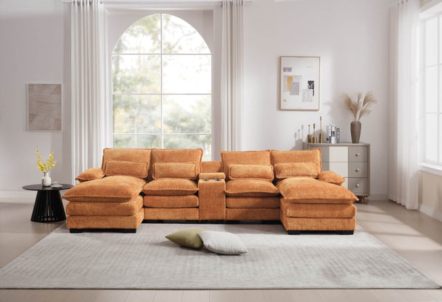 Modern U-Shaped Upholstered 6-Seat Sleeper Sofa - Omega Lifestyles