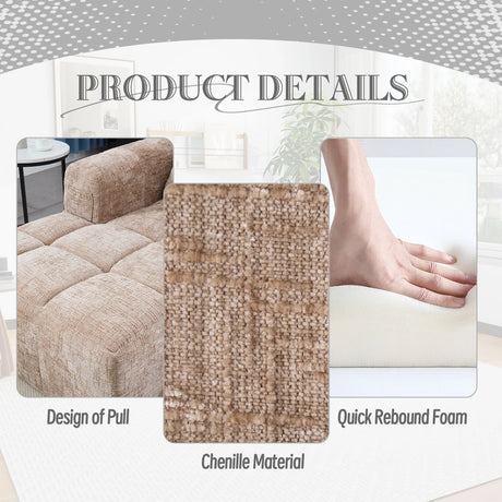 Chenille Modular 3-Seat Sectional Sofa With Side Pockets - Omega Lifestyles