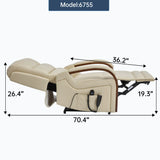 Power Beige Faux Leather Dual Motor Massage Recliner Chair - Omega Lifestyles