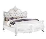 Traditional White Velvet Upholstered Queen Bed Frame - Omega Lifestyles