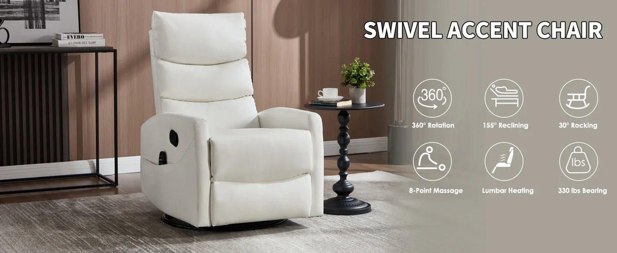 Heat Massage Recliner Chair With Swivel Rocker - Omega Lifestyles