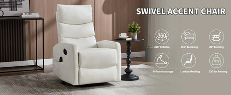 Heat Massage Recliner Chair With Swivel Rocker - Omega Lifestyles
