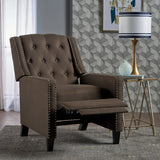Coffee Fabric Push Back Recliner Chair With Birch Wood Legs - Omega Lifestyles
