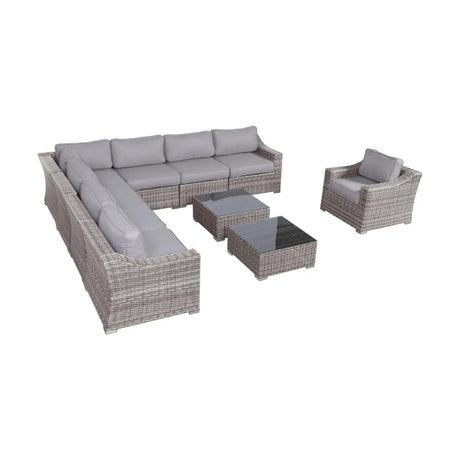 Fully Assembled 10-Piece Gray Wicker Patio Seating Group - Omega Lifestyles