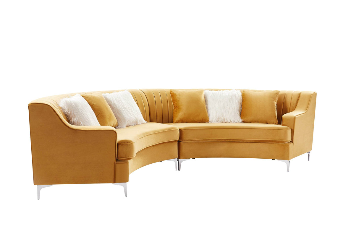 Gold Velvet Curved Modern Sofa Seating - Omega Lifestyles