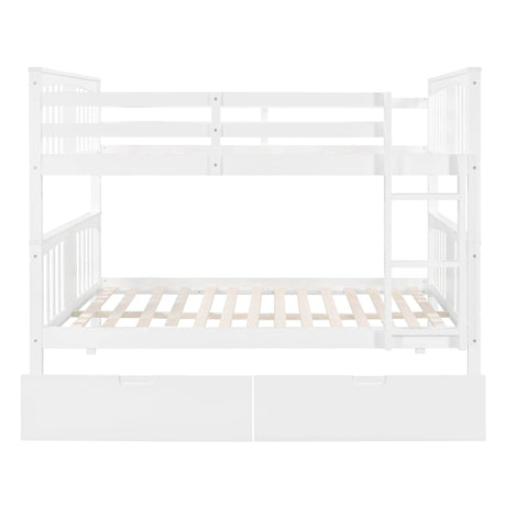 Full Over Full Solid Wood Bunk Bed With Drawers - Omega Lifestyles