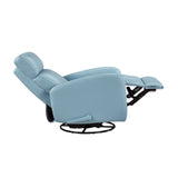 Blue Leather Gliding Swivel Recliner Chair With Recline - Omega Lifestyles