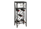 Black Metal Wine Rack Home Bar With Glass Storage - Omega Lifestyles