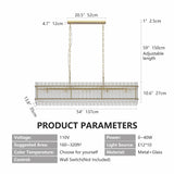Modern Rectangular Crystal Glass 10-Light Gold Chandelier - Omega Lifestyles