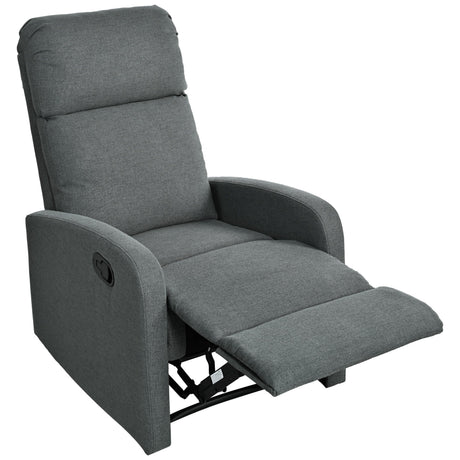 Manual Adjustable Recliner Chair Charcoal Polyester Upholstery - Omega Lifestyles