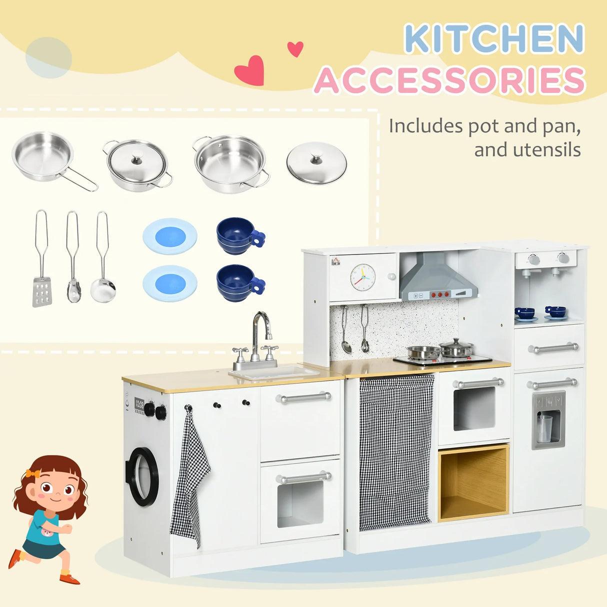 Wooden Kids Play Kitchen Set With Lights And Sound - Omega Lifestyles
