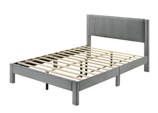 Contemporary Upholstered Ribbed Texture Full Bed Frame - Omega Lifestyles