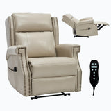 Beige Faux Leather Manual Recliner Chair With Massage - Omega Lifestyles