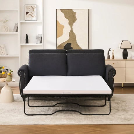 Modern Linen Convertible Sleeper Sofa Bed With Memory Mattress - Omega Lifestyles