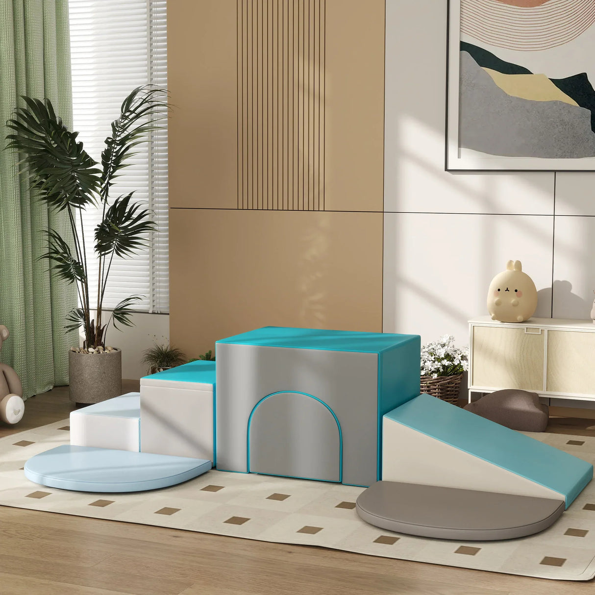 7-Piece Toddler Foam Playset Crawling Climber Toy - Omega Lifestyles