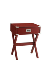 Red Finish Synthetic Wood Accent Table With Drawer - Omega Lifestyles