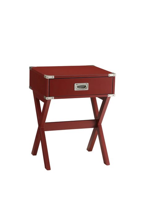 Red Finish Synthetic Wood Accent Table With Drawer - Omega Lifestyles