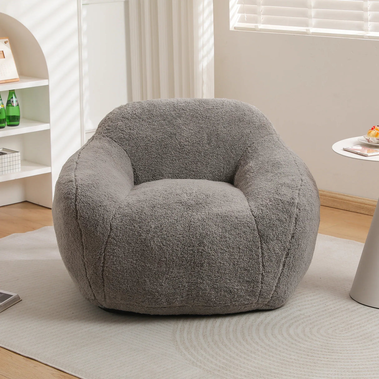 Memory Foam Teddy Fabric Bean Bag Chair With Armrests - Omega Lifestyles