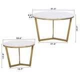 Modern Round Nesting 2-Piece White Marble Coffee Table Set - Sleep Galleria