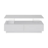 Modern White LED Lighting Coffee Table With Drawers - Sleep Galleria
