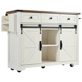 Farmhouse Kitchen Island Rolling Cart With Power Outlet - Omega Lifestyles