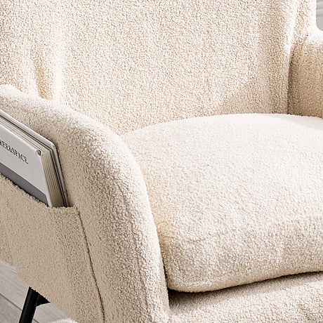 Beige Cotton Upholstered Ergonomic Rocking Chair - Omega Lifestyles