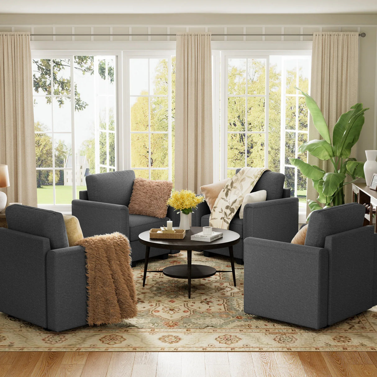 Modern Curved Arm Memory Foam Single Sofa Chair - Omega Lifestyles