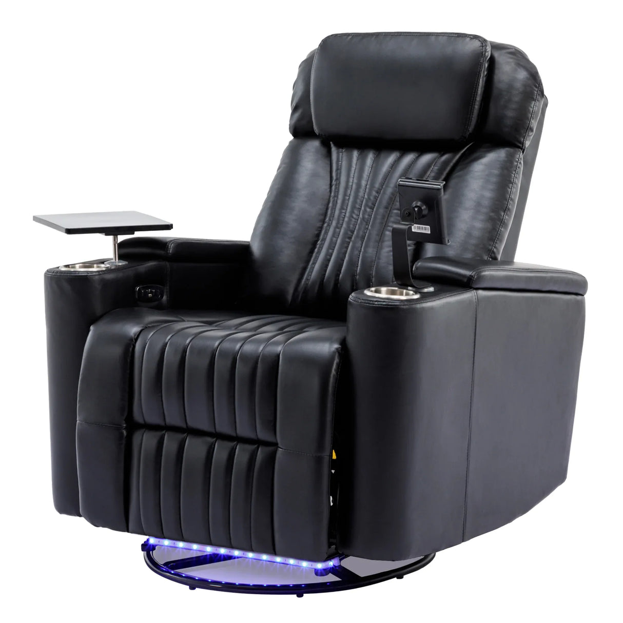 Power Swivel PU Leather Recliner Chair With Tray Table - Omega Lifestyles