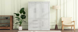 Classic White Solid Wood 4 Door Wardrobe With Drawers - Omega Lifestyles
