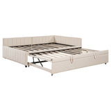 Full Upholstered L-Shaped Daybed With Twin Trundle - Omega Lifestyles