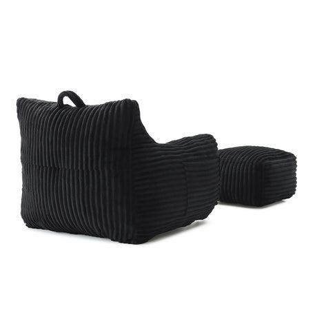Medium-Soft Corduroy Bean Bag Chair With Footstool - Omega Lifestyles