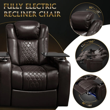 Top-Grain Nappa Leather Power Recliner With RGB Lighting - Omega Lifestyles